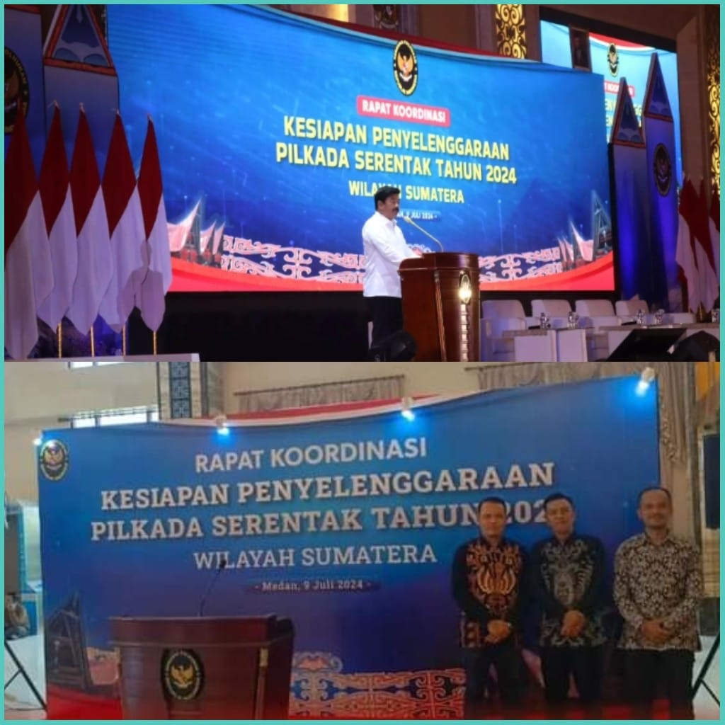 Menko Polhukam RI, Marsekal TNI (Purn.) Dr. (HC)Hadi Tjahjanto, SIP saat memberikan arahan pada rapat kesiapan Pemilu serentak 2024.